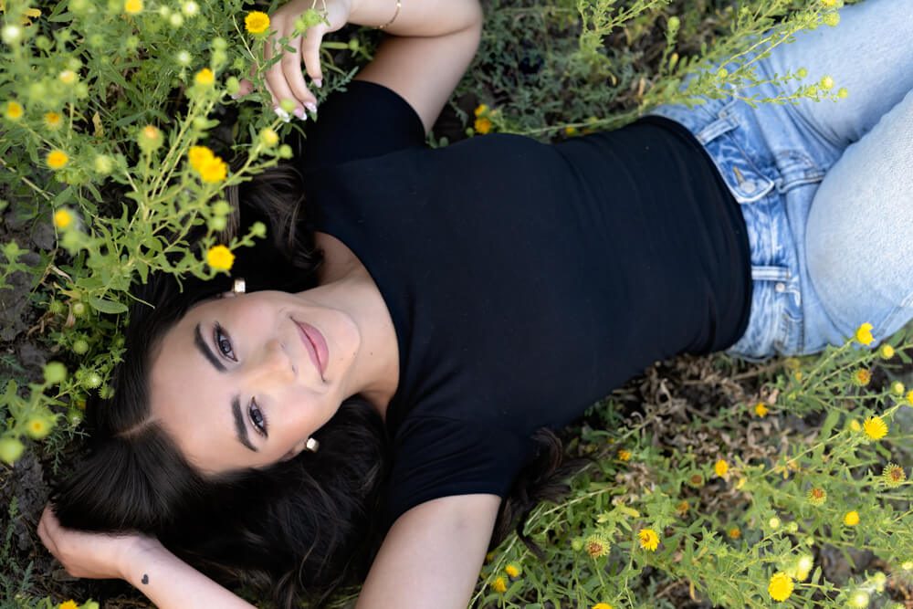 Senior in flowers photoshoot